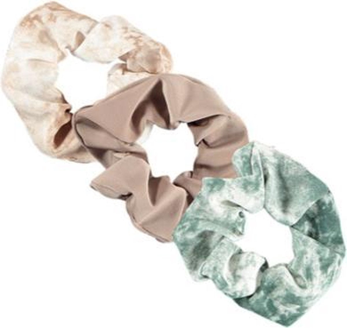 Sarlini Haarelastiek Scrunchies Dipped Green Taupe | 3 stuks