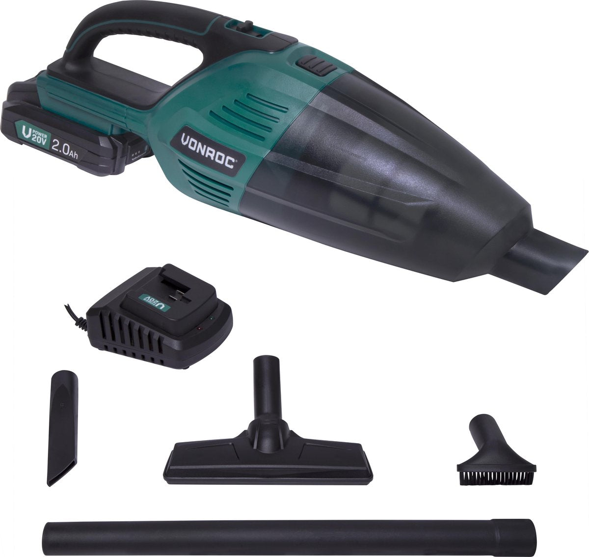 VONROC Krachtige accu kruimeldief/kruimelzuiger – VPower 20V - Incl. 1x 2.0Ah accu