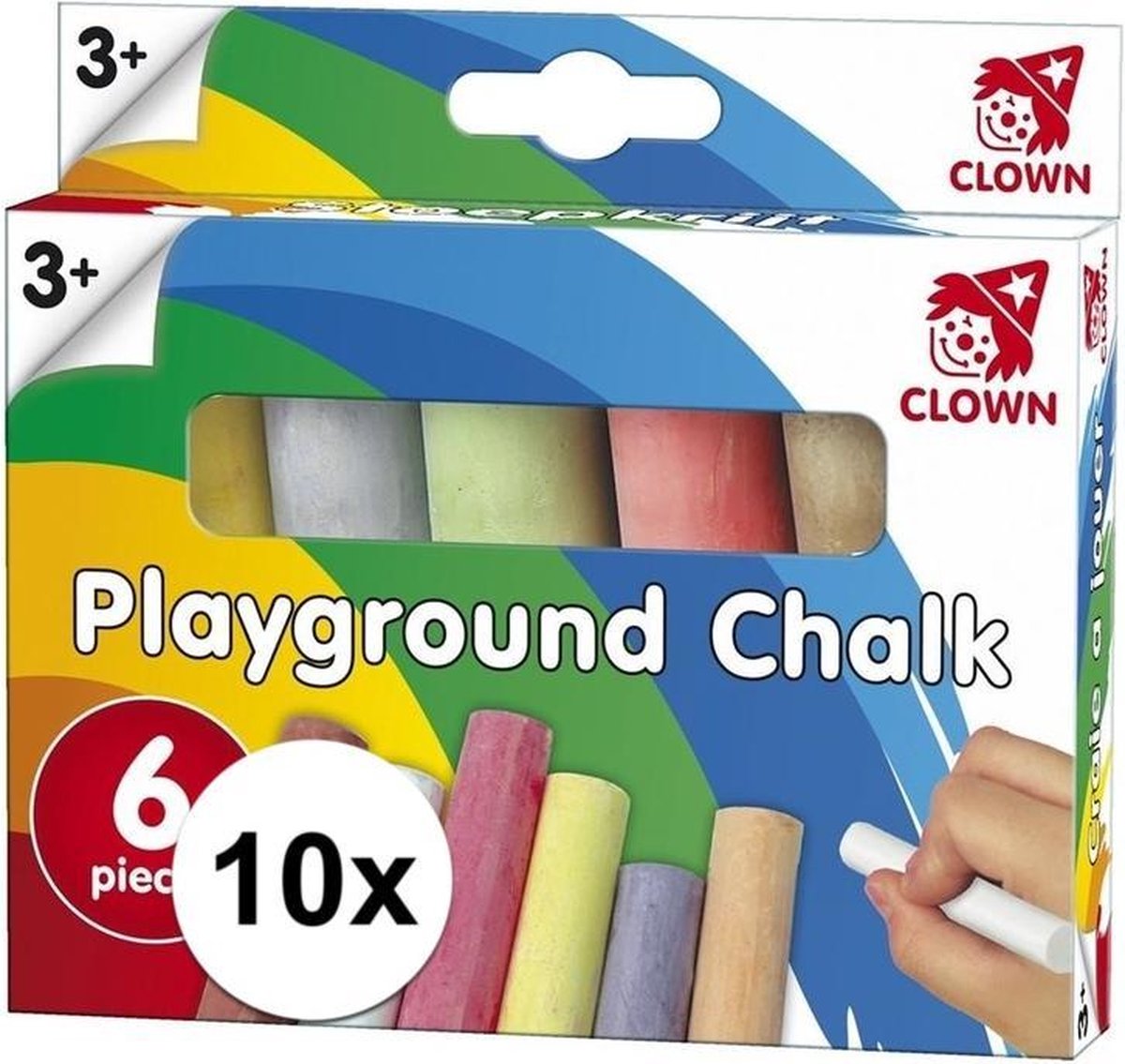 10x pakjes Clown stoepkrijt 6 stuks