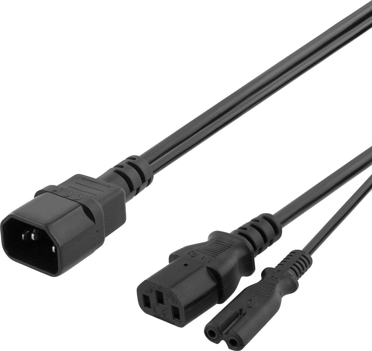 DELTACO DEL-109Y Y-splitter netsnoer C14 naar C13 + C7 - 20 cm - zwart