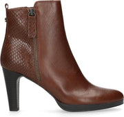 Manfield - Dames - Cognac enkellaarsjes met hak - Maat 40