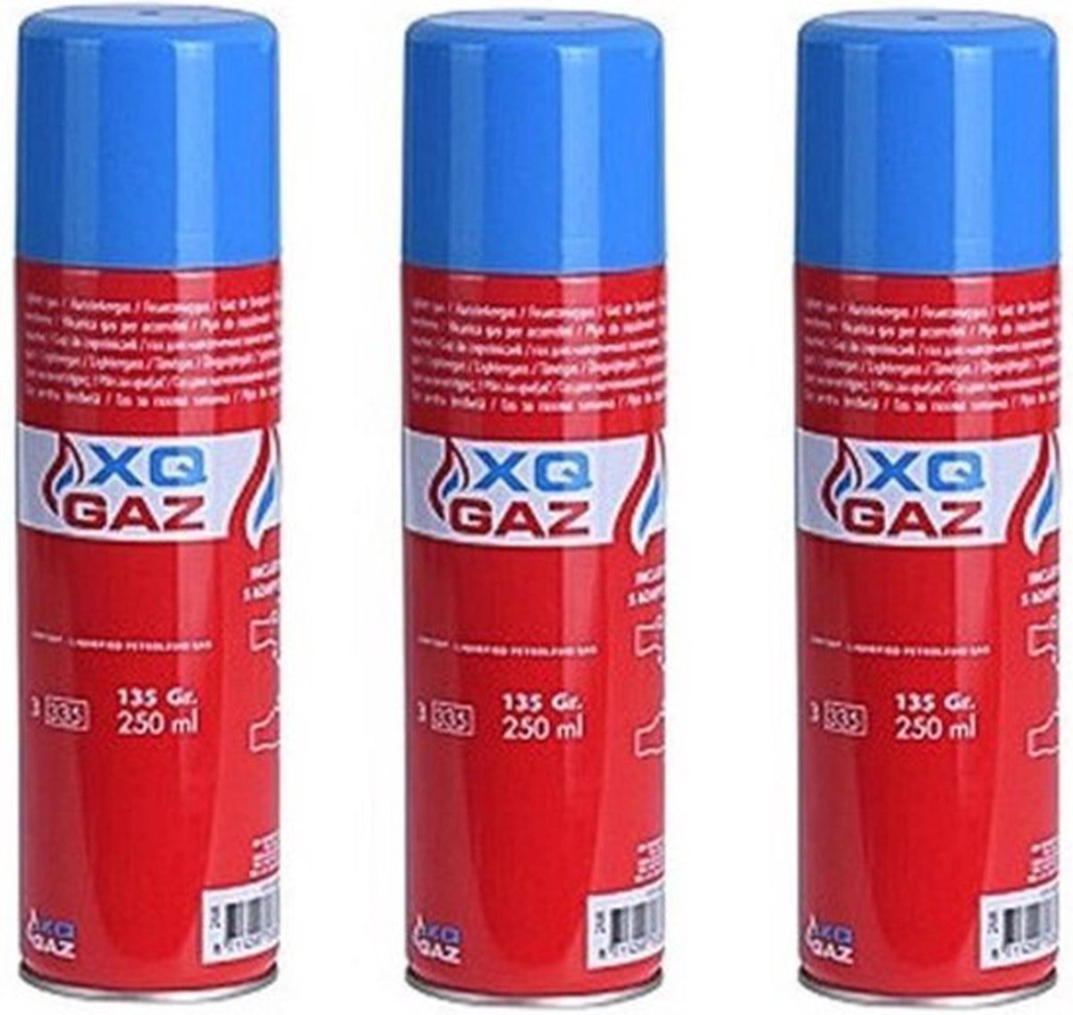 3x Busje aansteker gas / butaan gasfles 250 ml