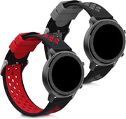 kwmobile 2x horlogeband voor Huawei Watch GT (46mm) - siliconen band voor fitnesstracker - zwart / rood / zwart / grijs