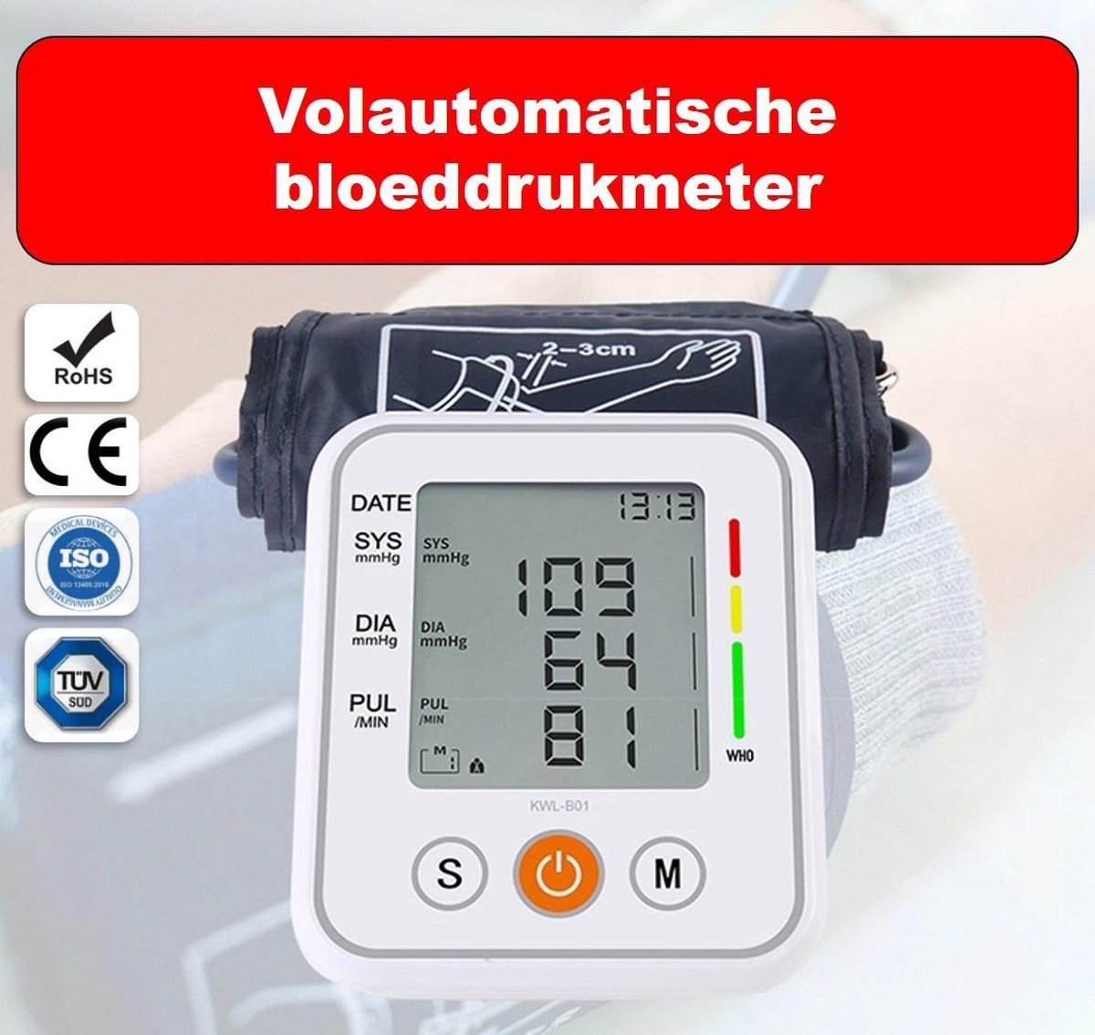 Bloeddrukmeter - bloeddrukmeter bovenarm - volautomatisch - CE & TÜV getest