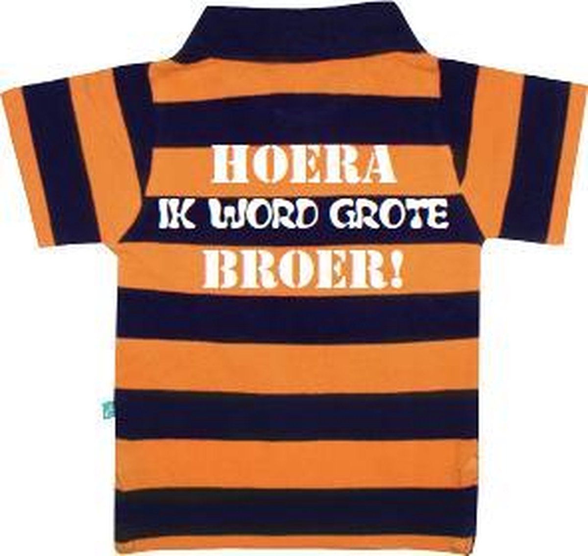 Polo | Hoera! ik word grote broer| marine blauw/ oranje | maat 74/80