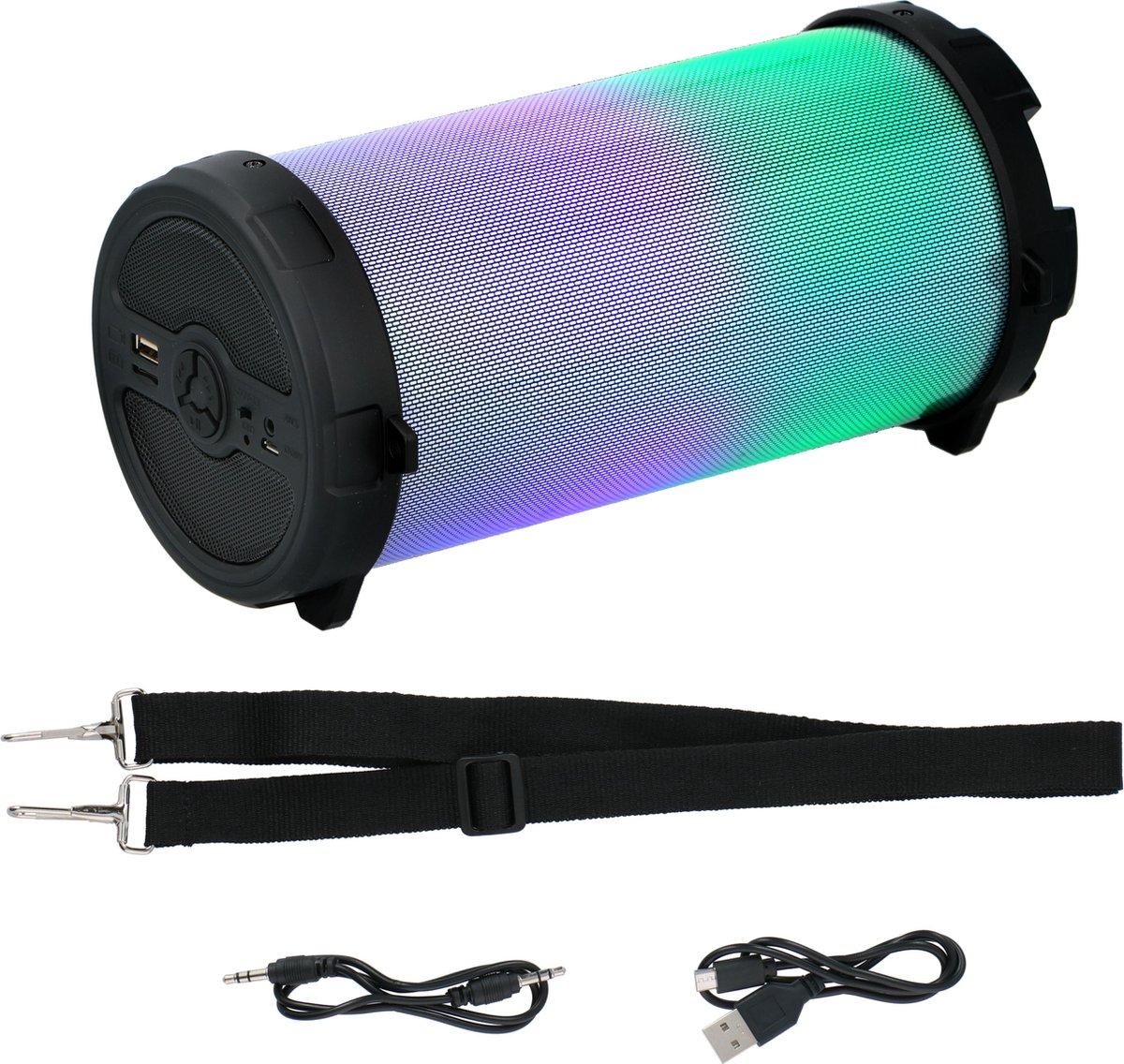 Dunlop Bluetooth Speaker - Draadloos - LED-Lichtshow - met Draagriem - 8 Watt - USB en Micro SD