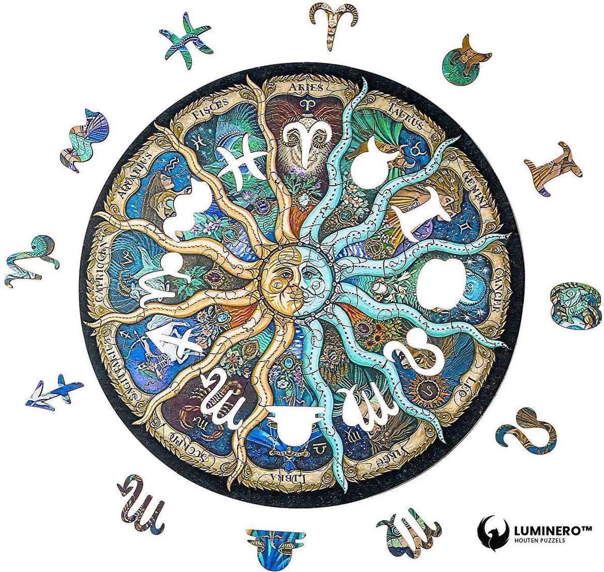 Luminero™ Houten Zodiac Jigsaw Puzzel - A5 Formaat Puzzel - Unieke 3D Puzzels - Huisdecoratie - Wooden Puzzle - Volwassenen & Kinderen