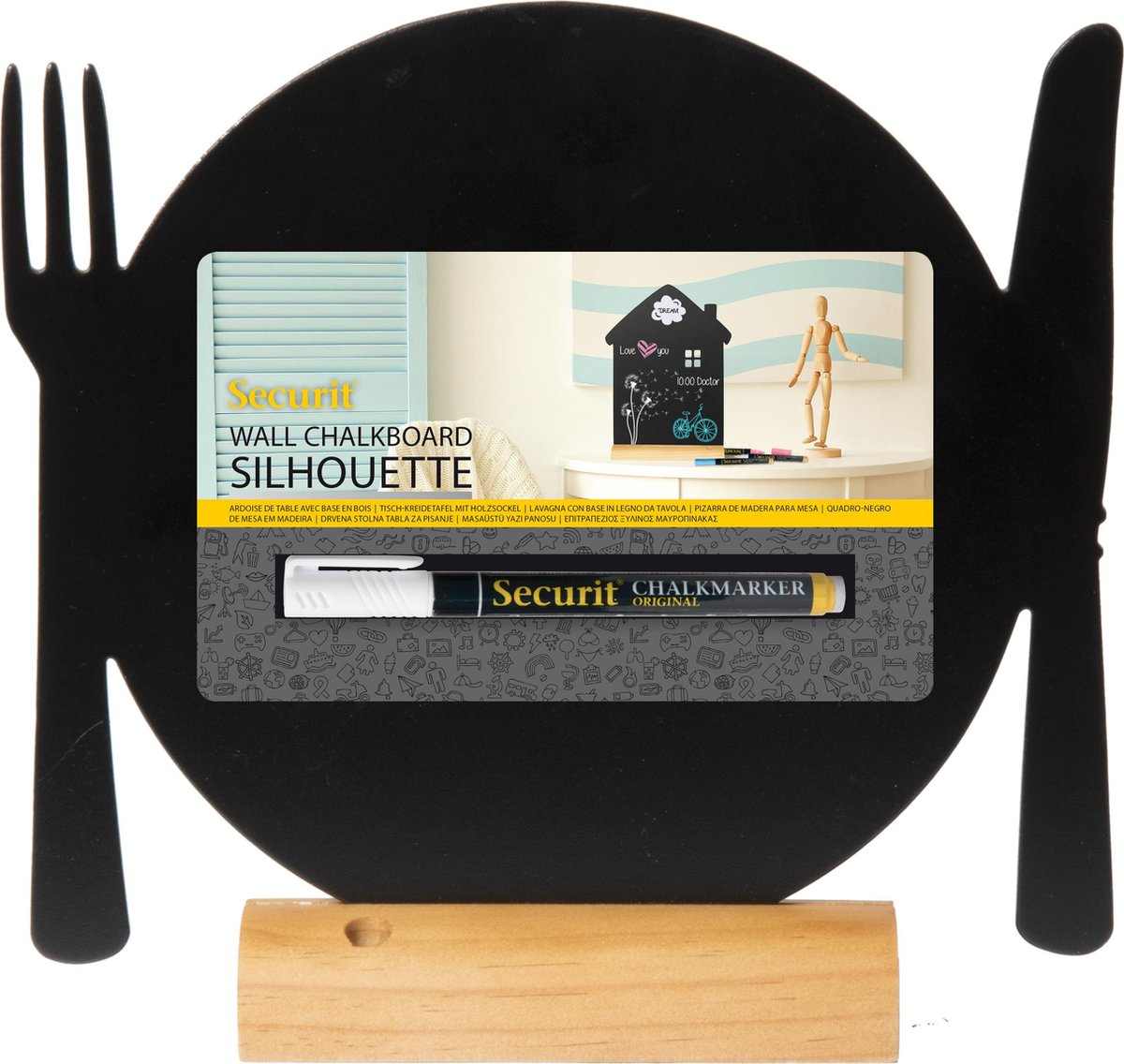Tafelkrijtbord met houten voet - Bord - Incl. 1 krijtstift