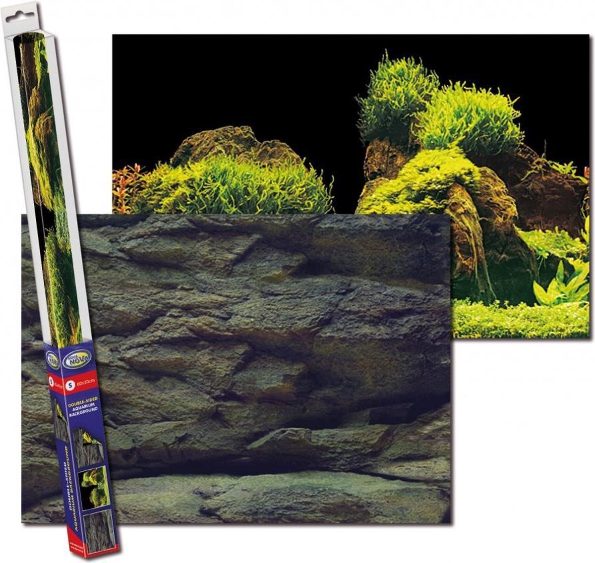 Aquarium achterwand poster | Rots en planten motief (100x50cm)