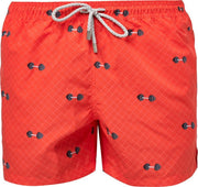 DUMBBELL Sneldrogende Zwembroek Heren met Mesh Binnenbroek en Drie Zakken - Zachte en Comfortabele Zwemshort Heren / Zwembroeken Heren - Waterafstotende Zwembroek Mannen / Herenmode van Premium Stof - Rood - L (EU 44)