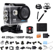 EKEN H9R 4K WiFi Action Cam met Afstandsbediening Complete Set | Lader + Extra Batterij | 32GB MicroSD Kaart | Selfie Stick | Hoofdband + Borstband + Polsband