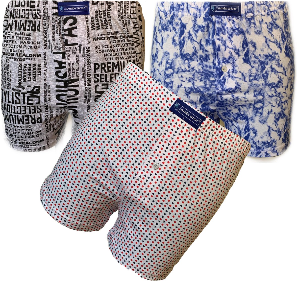 Embrator 3-stuks mannen Boxershorts Loose Fit katoen maat L