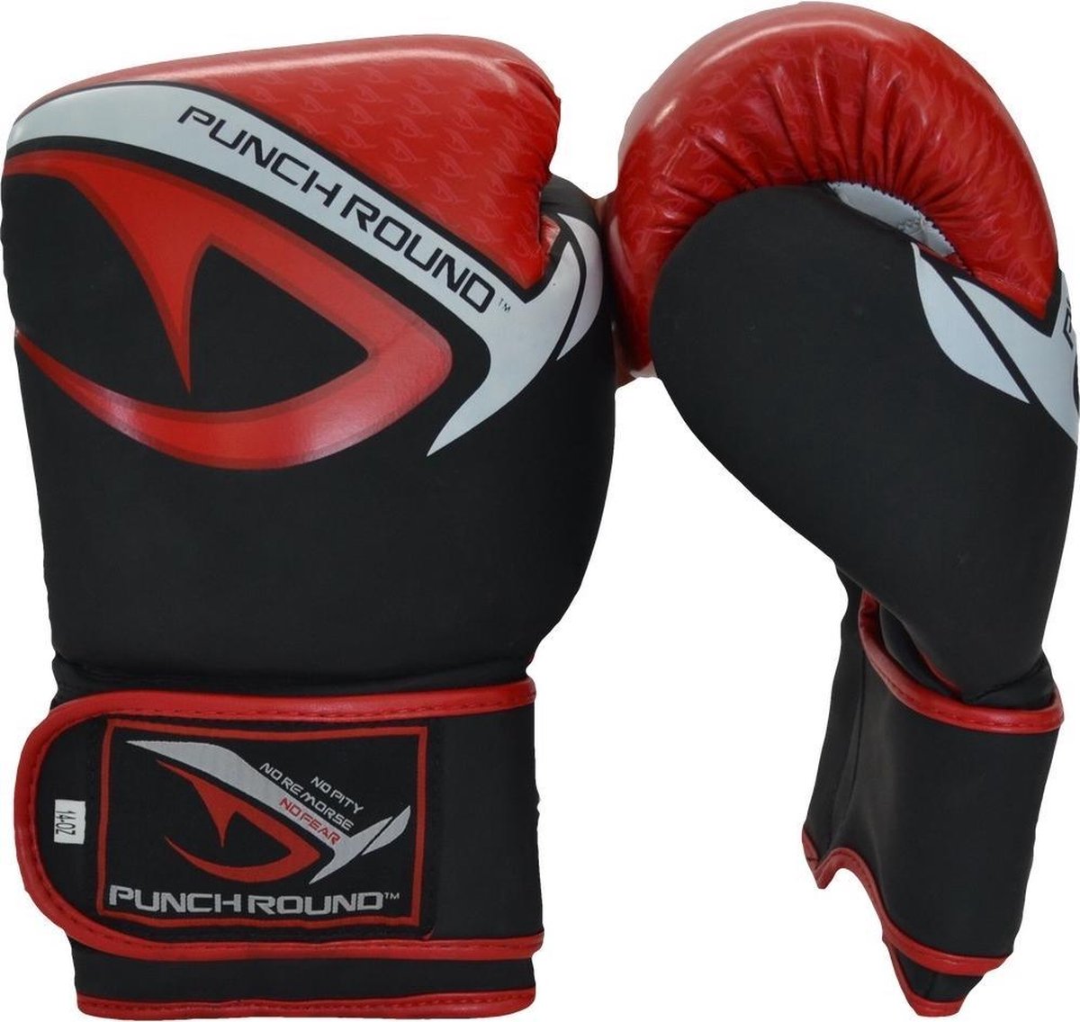 Punch Round No-Fear Bokshandschoenen Zwart Rood Kies hier uw maat Bokshandschoenen: 14 OZ