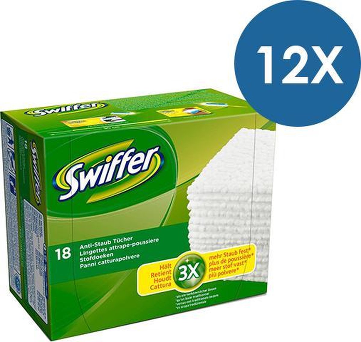 swiffer stofdoekjes navulling 12 x 18 stuks - Voordeelverpakking