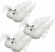 3x Witte duiven vogels trouwpaar decoratie 16 cm op clip - Bruiloft/huwelijk/trouwerij versieringen - Bruidstaart figuurtje