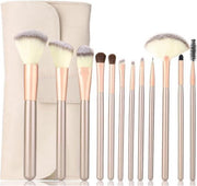 Evvie Professionele Make-up Kwastenset - 12 delig - Beige-Goud