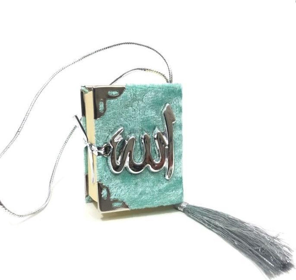 Fluwelen Koran voor auto Turquoise Zilver