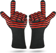 QY Hittebestendige BBQ & Oven Handschoenen - tot 500°C - Extra Lang Voor Armbescherming - rood
