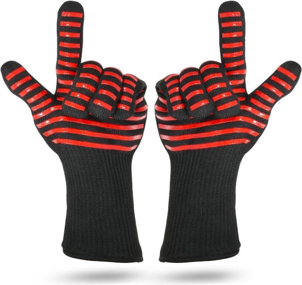 QY Hittebestendige BBQ & Oven Handschoenen - tot 500°C - Extra Lang Voor Armbescherming - rood