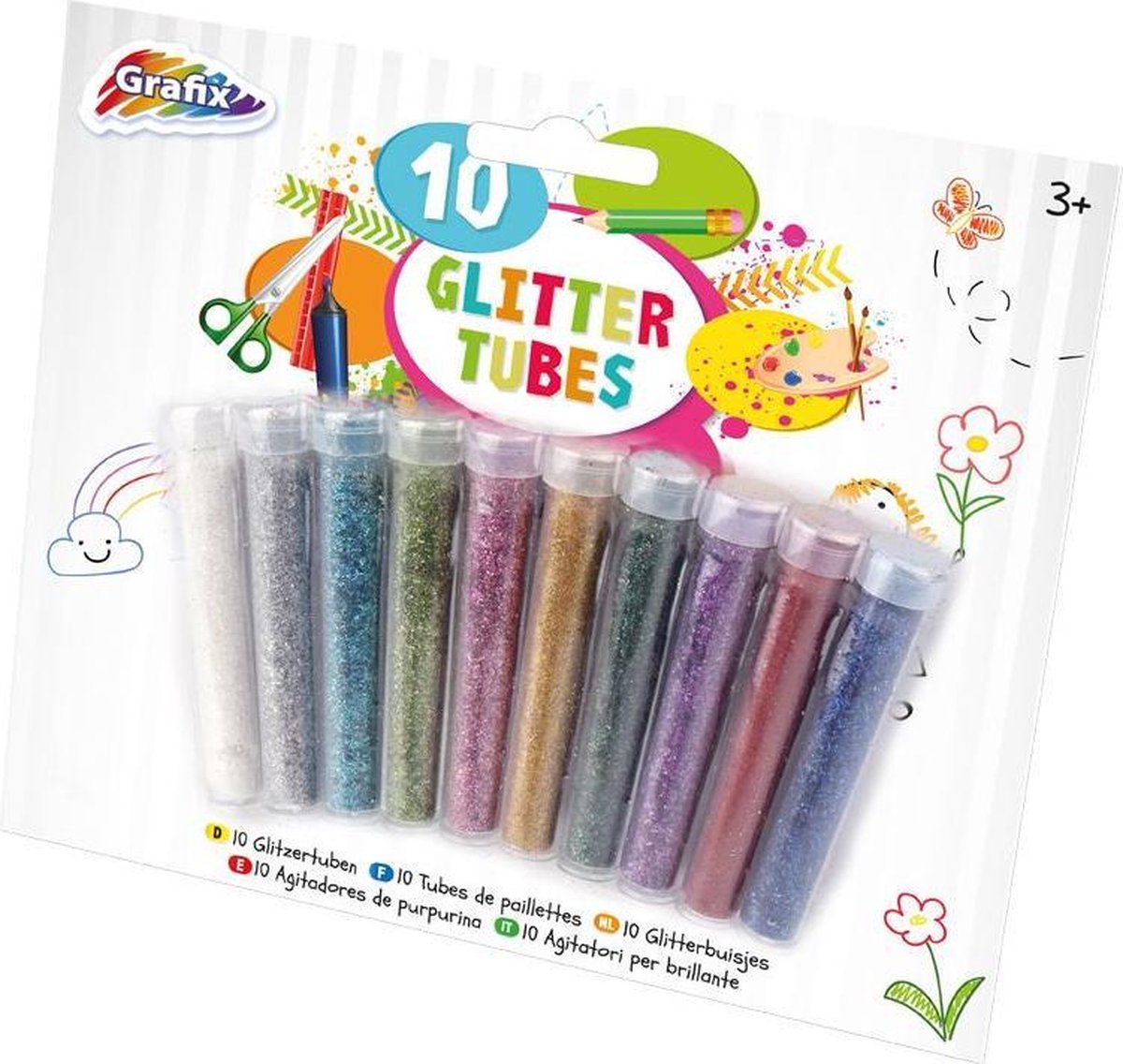10 buisjes met glitters - Glitters knutsel - Knutselen glitter - Knutselen voor kinderen vanaf 3 jaar - Creatief voor volwassenen -Knutselen meisjes