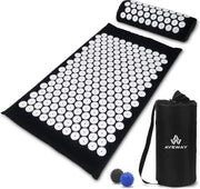 AyeWay Acupressuur Mat met Kussen - Incl. 2 Triggerpoint Ballen -  Spijkermat - Draagtas - 66x40x2cm - Zwart