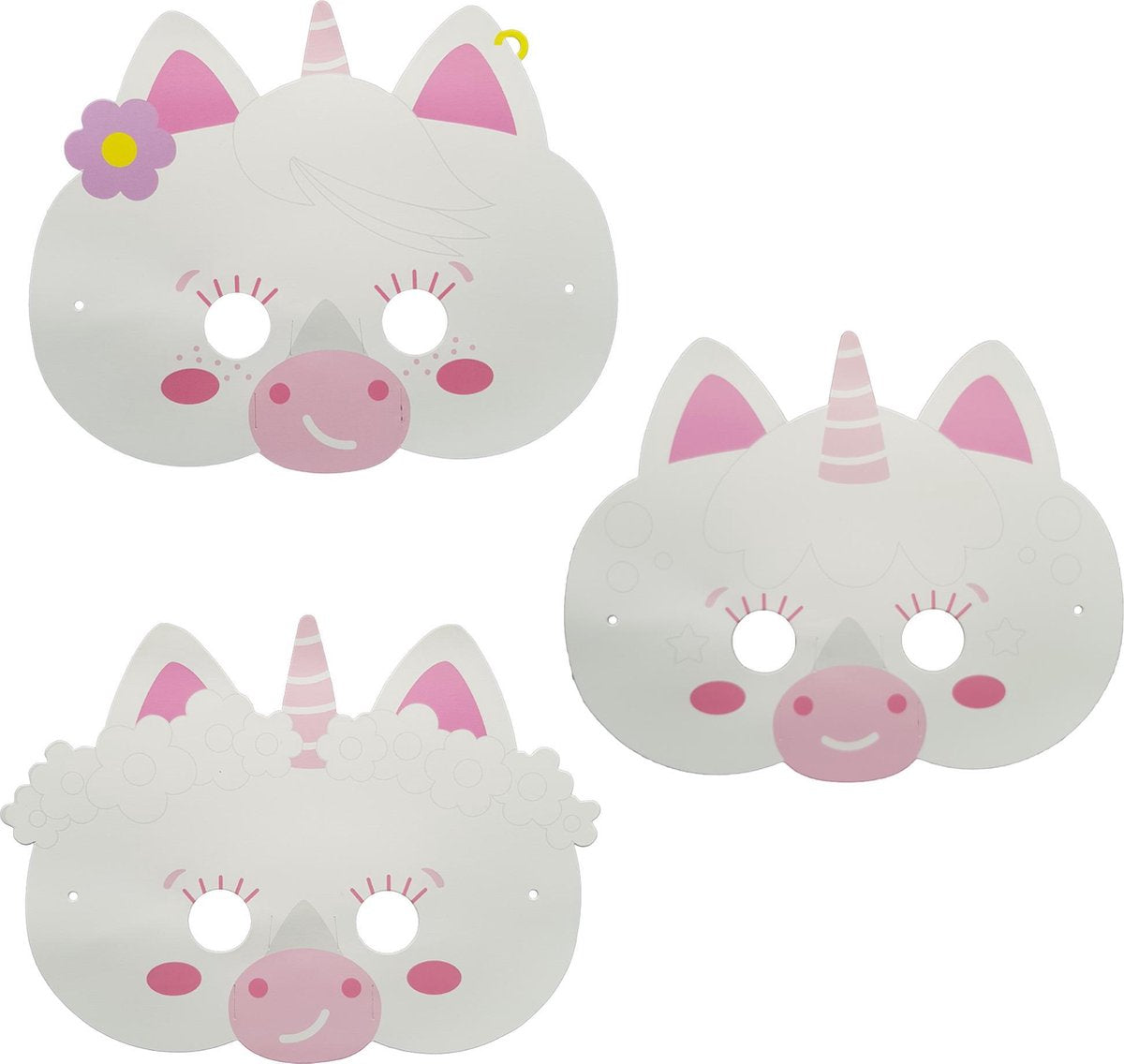 Kleur Maskers Eenhoorn 6 stuks