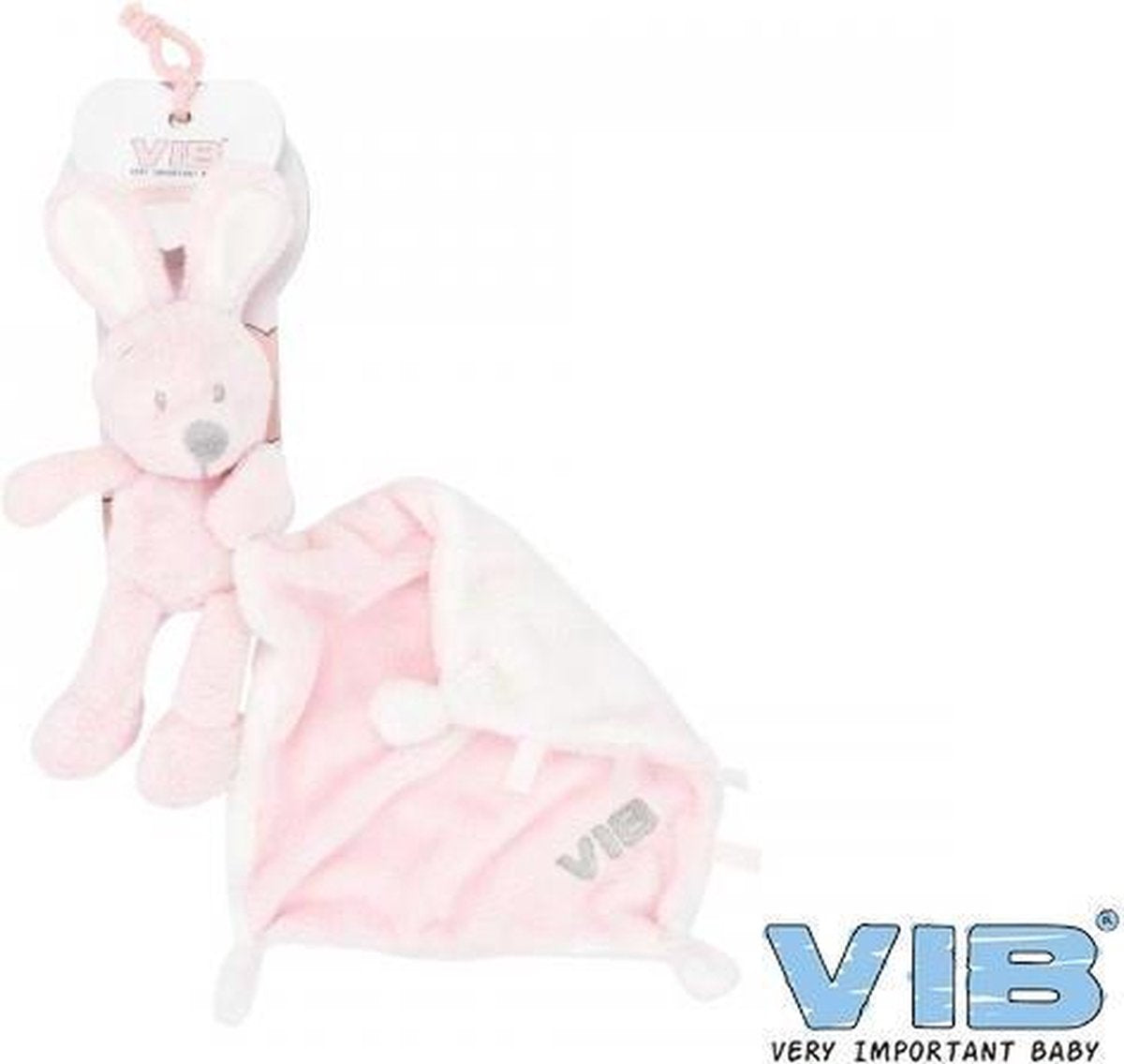 Konijn met doekje pluche roze