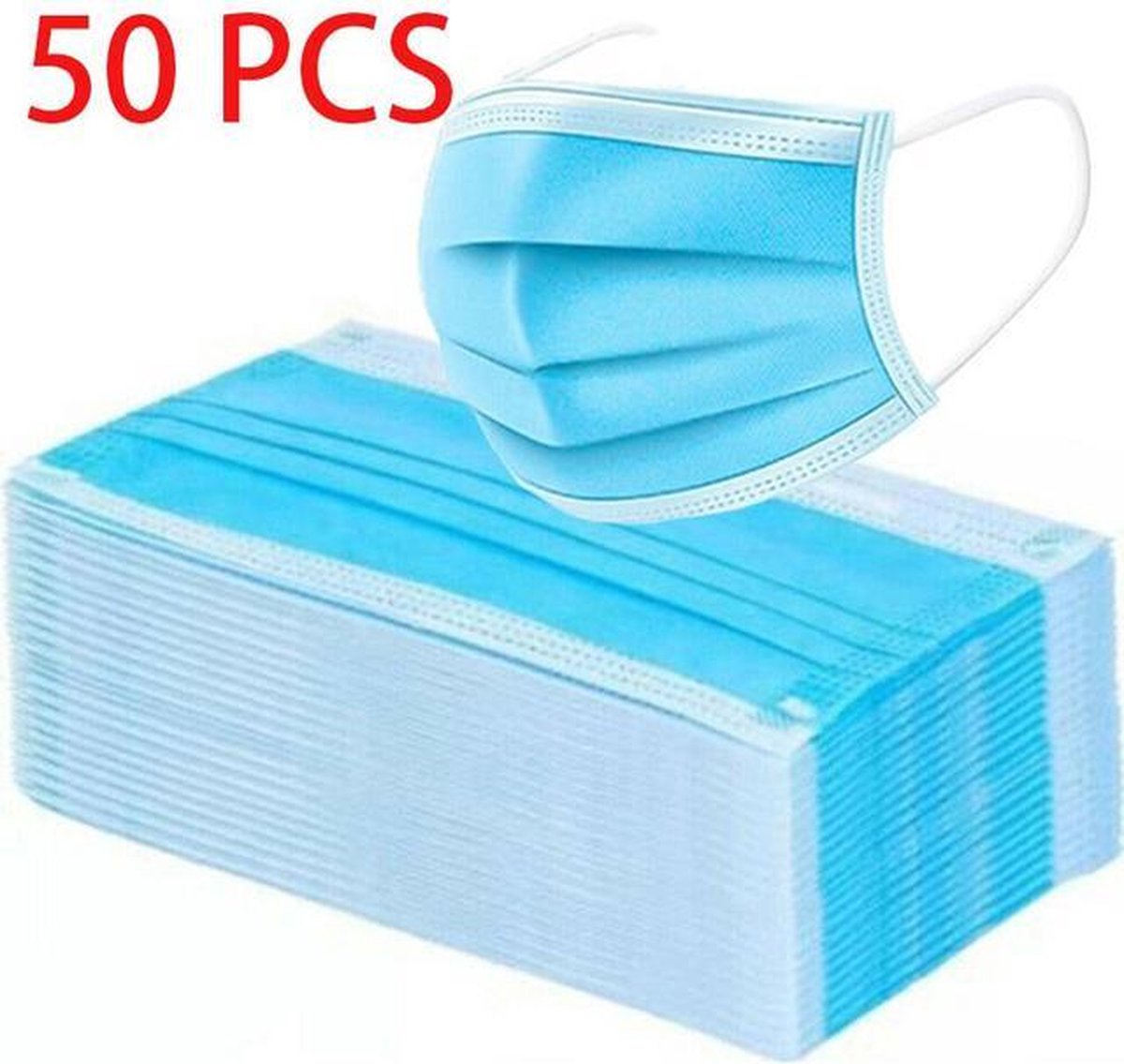 Caliber CO-DFM-01 - Niet medische mondkapjes verpakt per 50 - Blauw wit