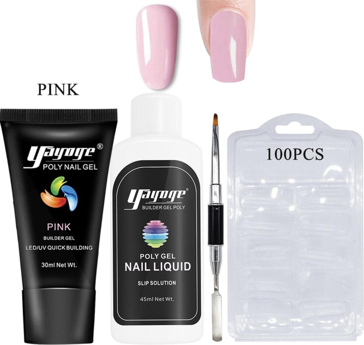 Yayoge kleur roze/pink polygel kit polygel nagels starterspakket zonder lamp nail art