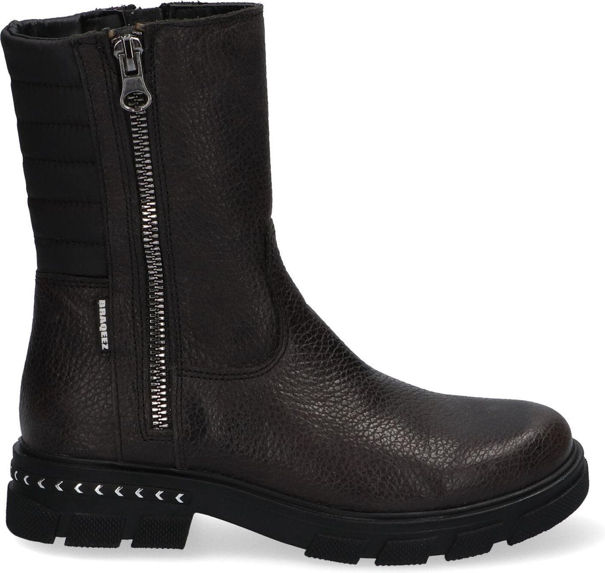 Braqeez 421710-588 Meisjes Biker Boots - Grijs - Leer - Ritssluiting