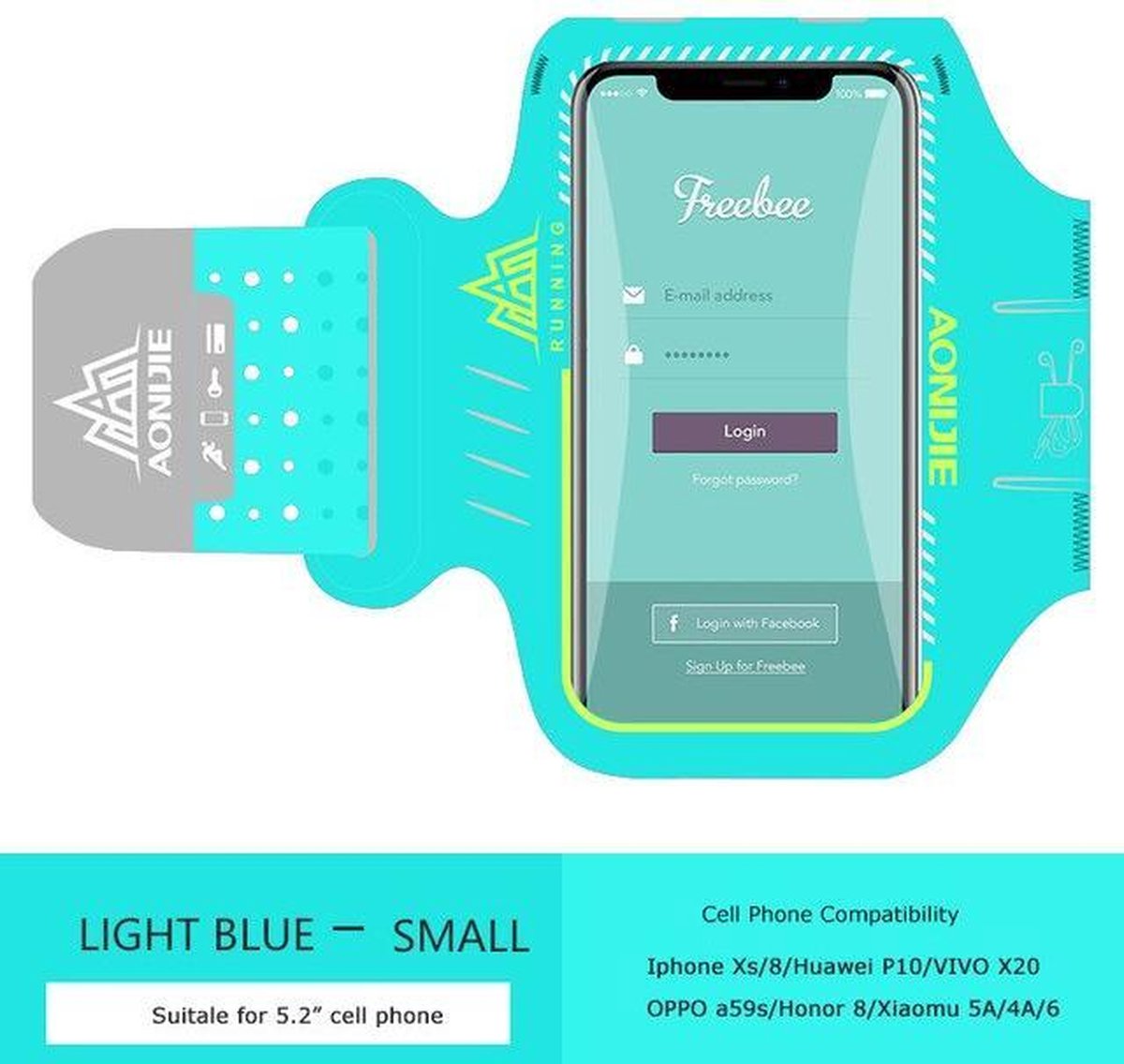 Aonijie armband | Sportarmband |  Smartphone | Running | Accessoires | Turquoise | 5.2 ''