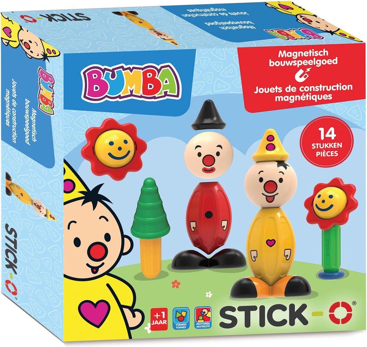 Stick-O Bumba set 14 stuks - magnetisch speelgoed - 5 modellen - speelgoed 1 jaar - peuter speelgoed jongens en meisjes - baby speelgoed - speelgoed jongens 2 jaar