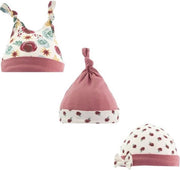 Baby meisjes  mutsjes set van 3 stuks kleur oud roze maat 0-9 maanden|Lot de 3 bonnets bébé fille
