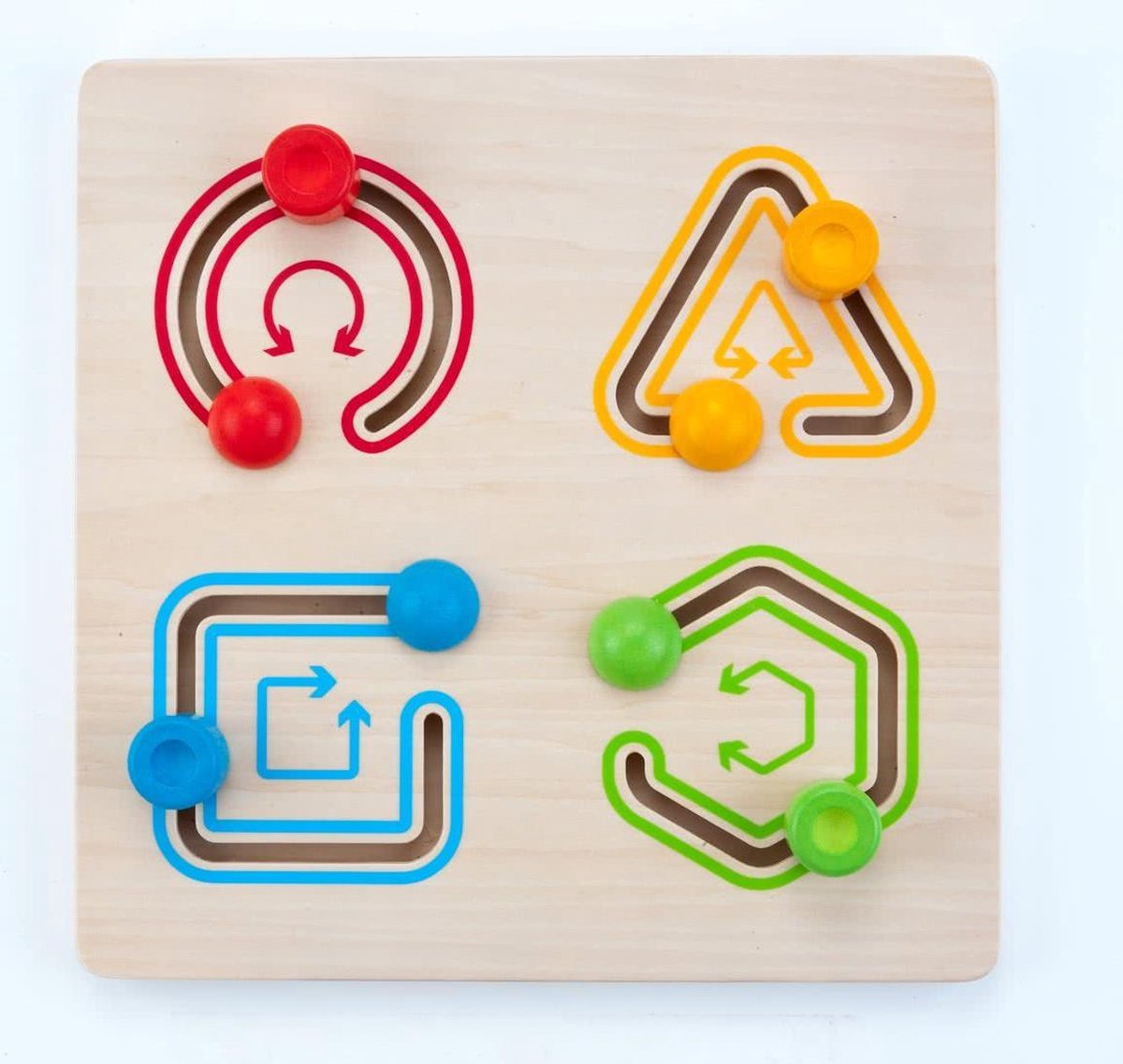Geometric sliding puzzle 30 x 30 cm 4 shapes rubber wood