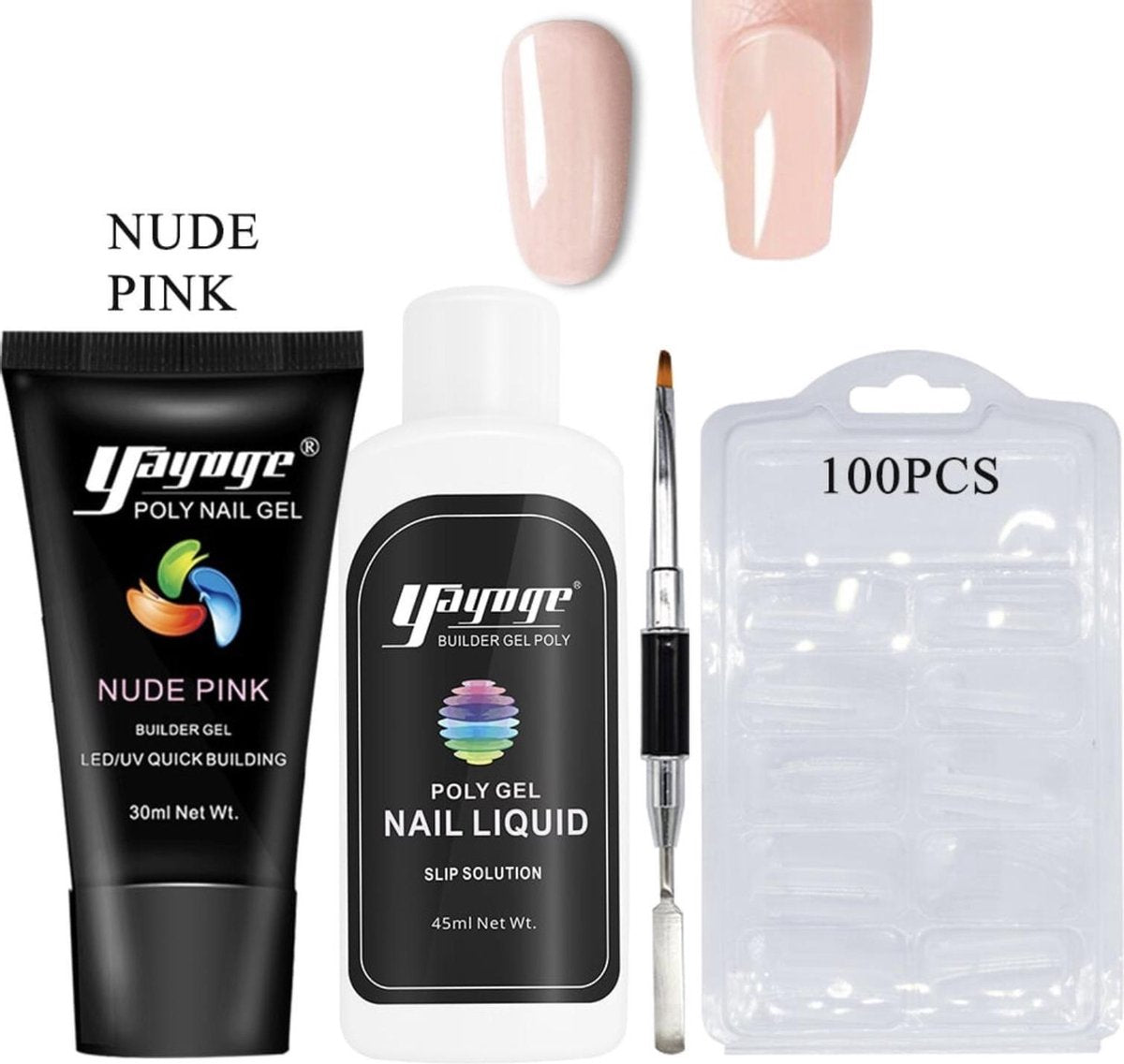 Yayoge kleur nude roze/nude pink polygel kit polygel nagels starterspakket zonder lamp nail art