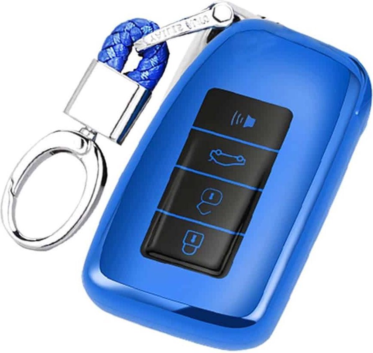 TPU Galvaniseren uit Ã©Ã©n stuk Autosleutelhoes met volledige dekking en sleutelring voor LEXUS RX200T / GS / ES300 / IS / NX200 / LS / ES200 / RX270 / NX300H / LX570 (blauw)