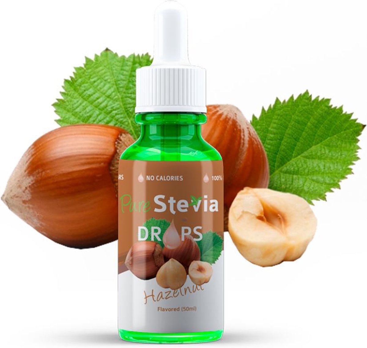 Stevia drops hazelnoot - 50ml druppelflesje - Zoetstof - Suiker vervanger - Purestevia