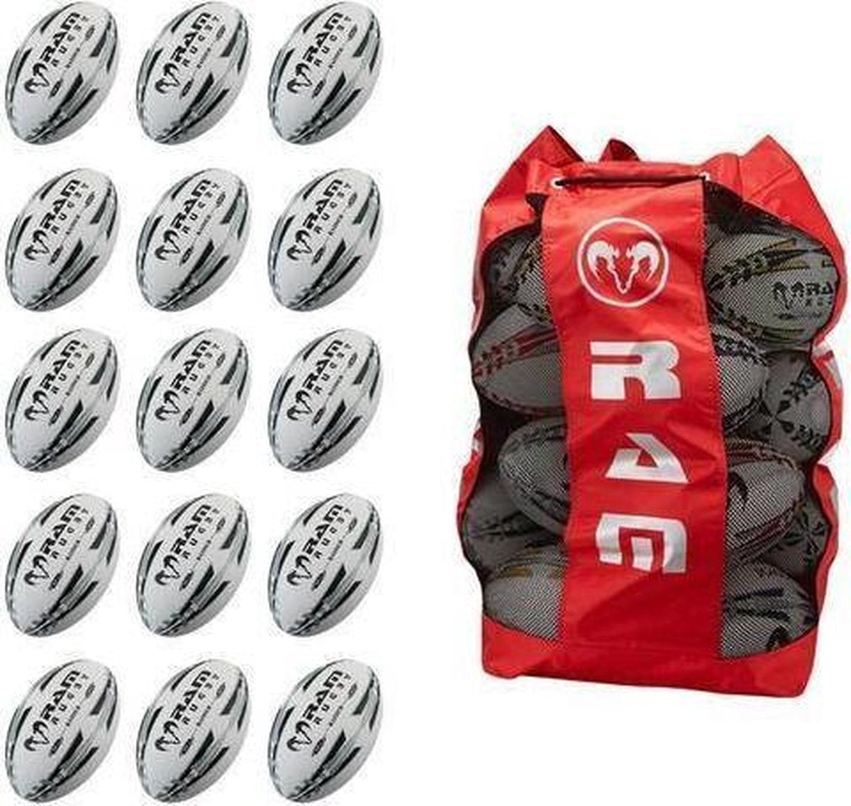 Match Rugbybal bundel - Met ballentas - 15 stuks Balmaat 4 Fluor