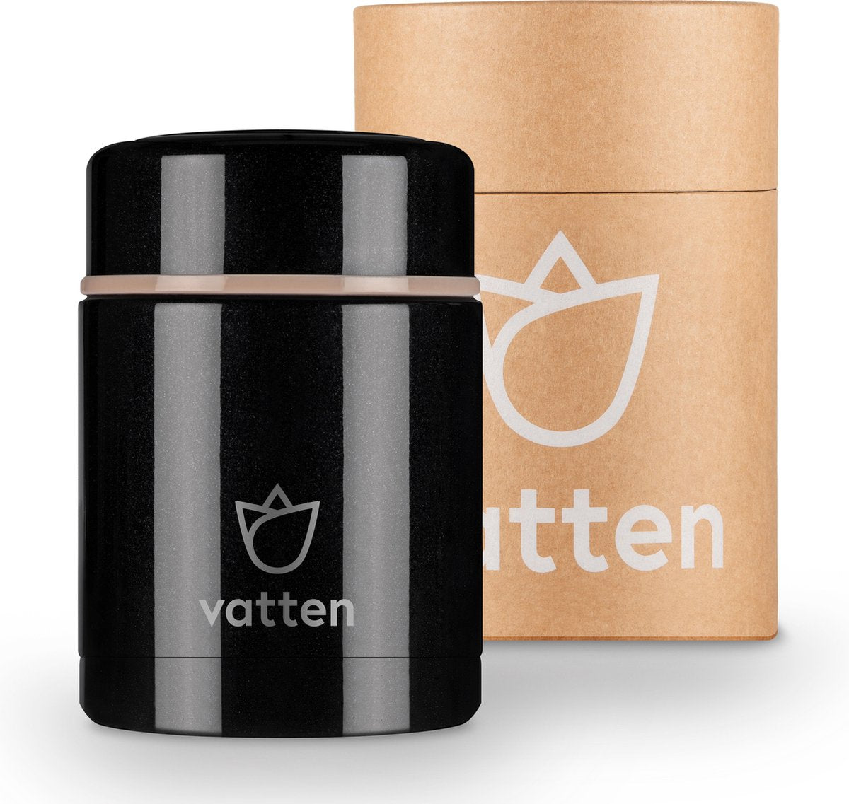 Vatten® Premium RVS Food Jar - Zwart - 400ml - Lunchbox - Voedselcontainer