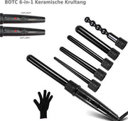 BOTC 6-in-1 Keramische Krultang - Met 6 Opzetstukken - Inclusief Warmtehandschoen