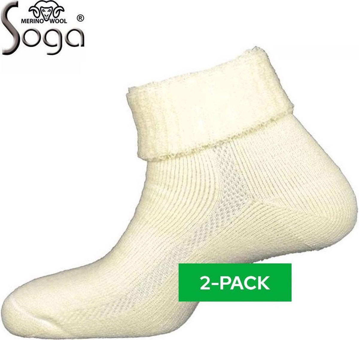 2-Pack Zachte Merino Wollen Huissokken met Badstof Voering S9 - Ecru - Maat 35-38