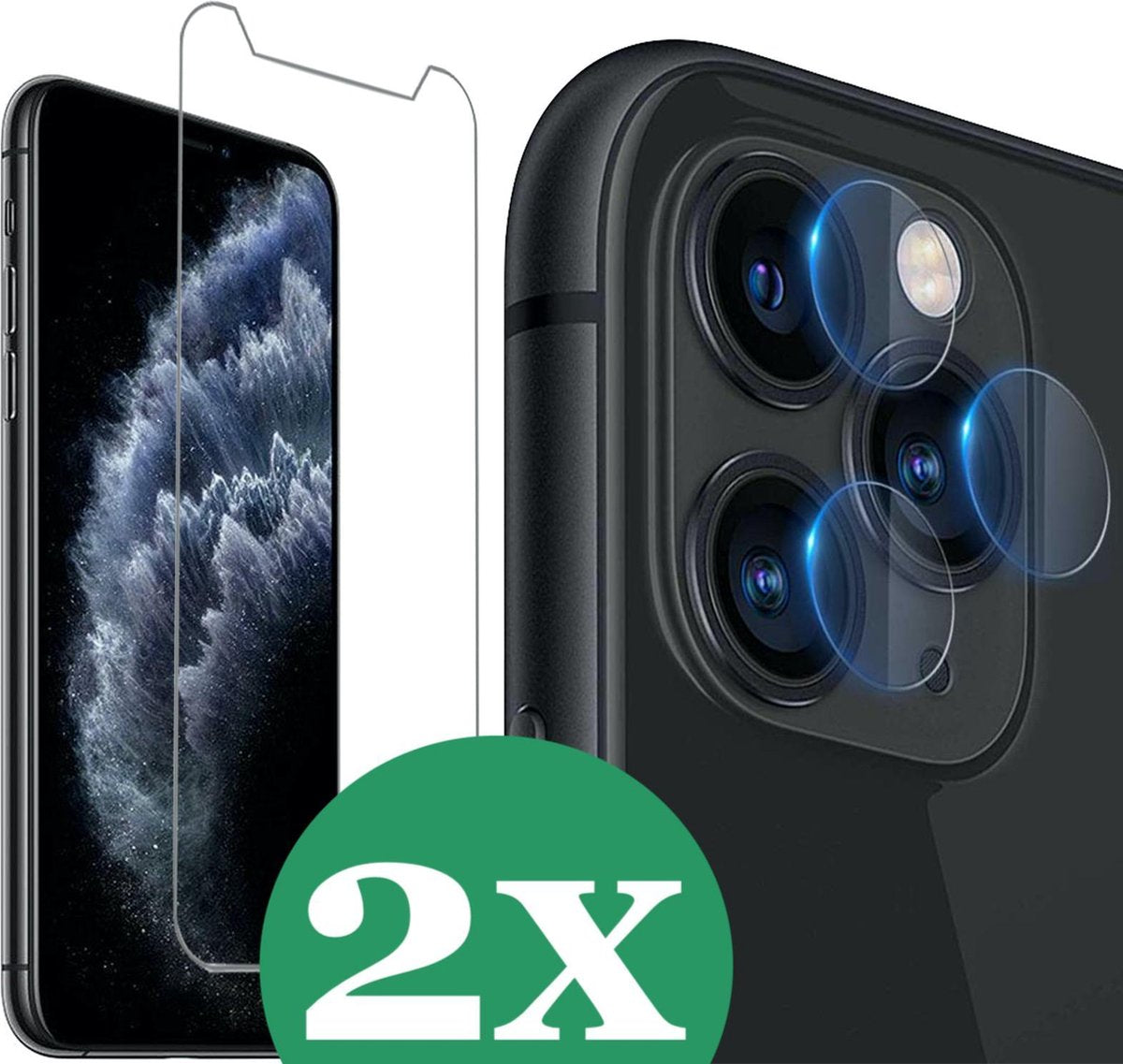 iPhone 11 Pro Max Screenprotector - Screen Protector Glas voor Apple iPhone 11 Pro Max en iPhone 11 Pro Max Screenprotector Camera - 2 Stuks