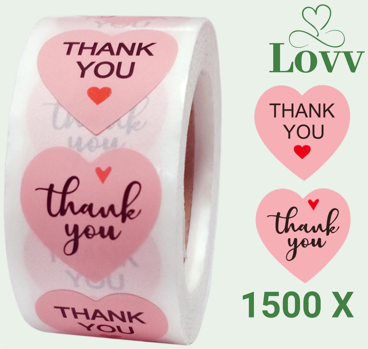 3 Rollen Stickers-Thank You- Sluitstickers-3 x 500 stuks Stickers op rol