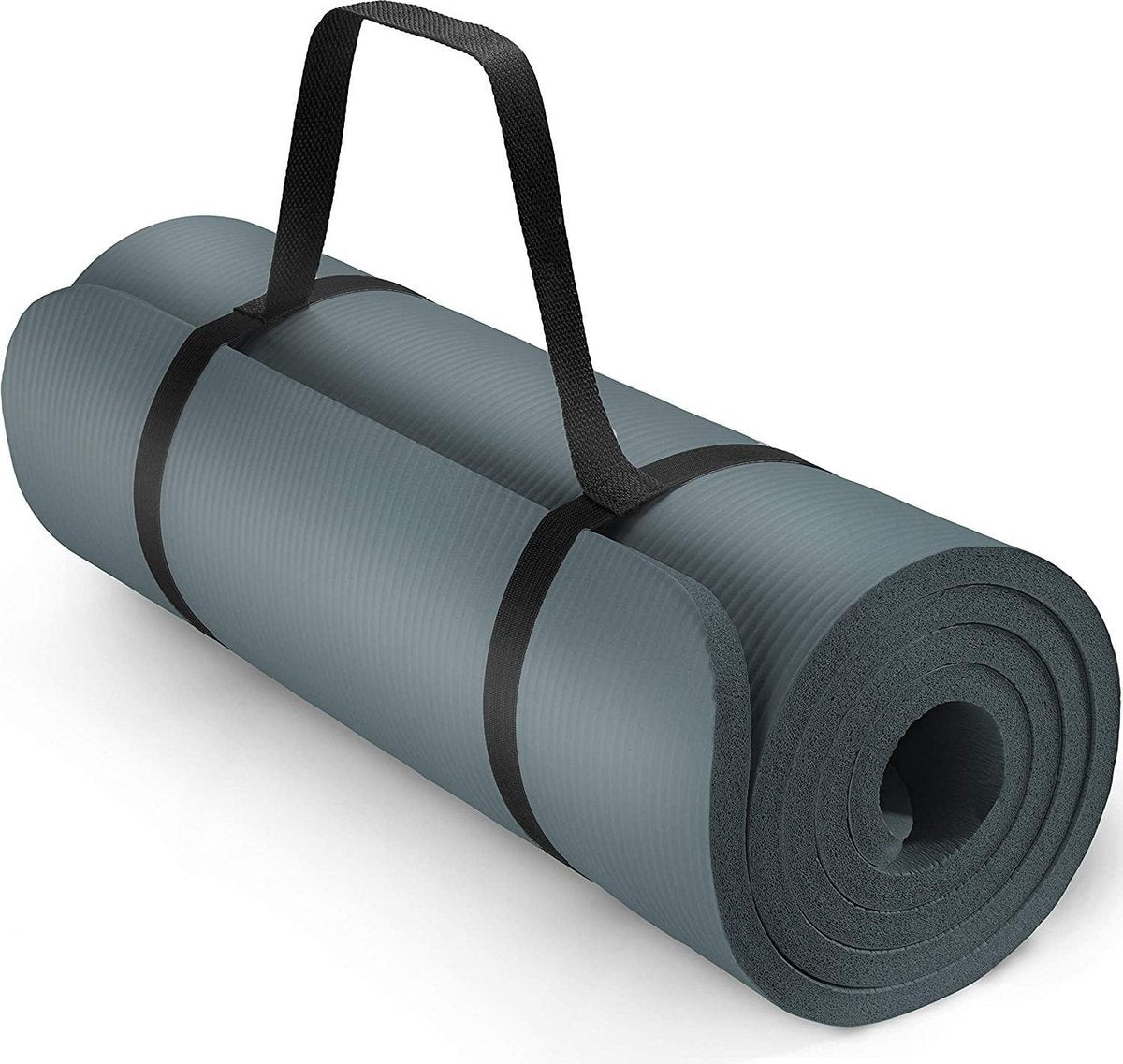 Yoga mat grijs/petrol 1 cm dik