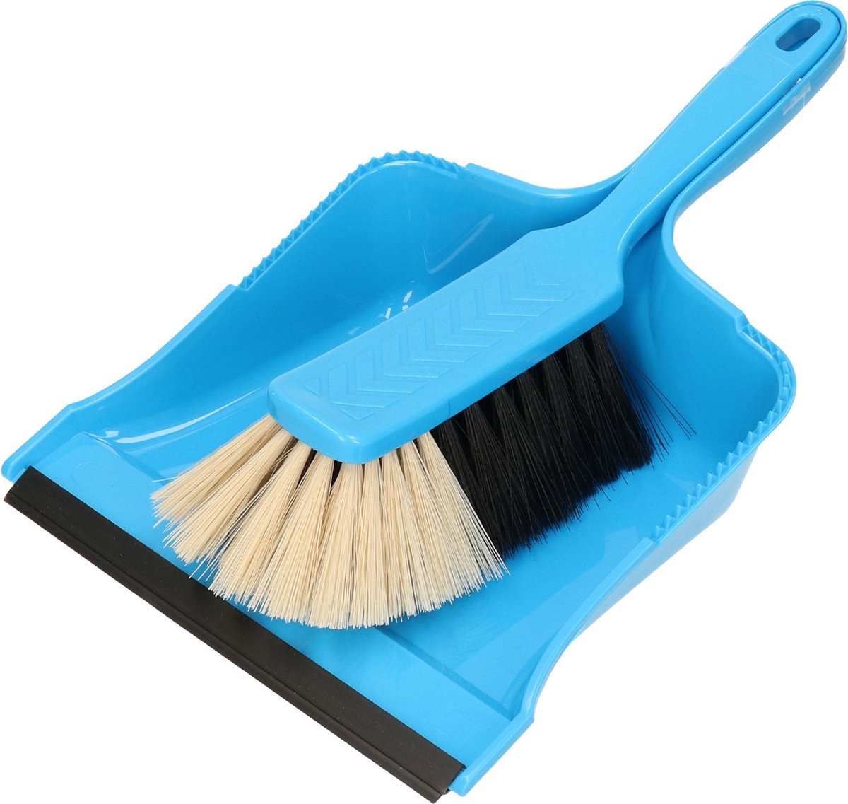 Kunststof blauw stoffer en blik met lip en zachte borstel - Schoonmaakartikelen