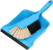 Kunststof blauw stoffer en blik met lip en zachte borstel - Schoonmaakartikelen
