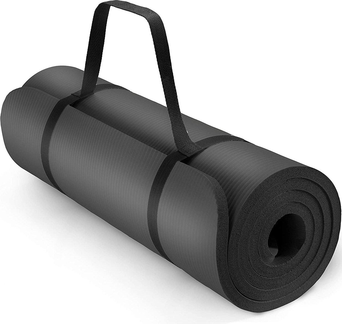 Yoga mat zwart 1 cm dik