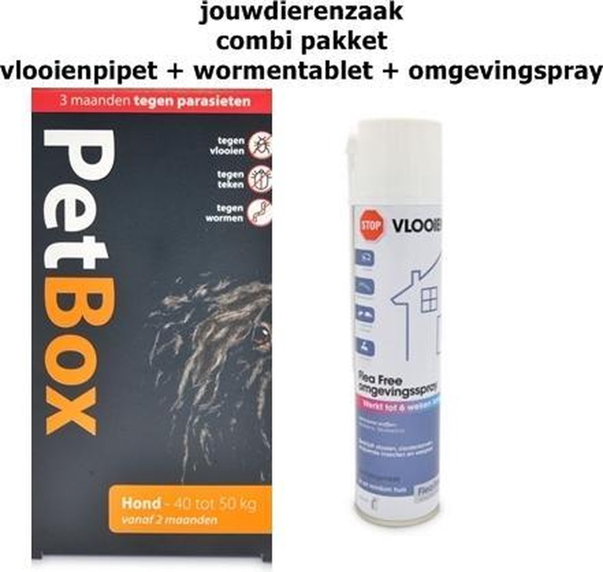 Combi pakket vlooien/teken/wormen/omgeving hond 40-60 kg