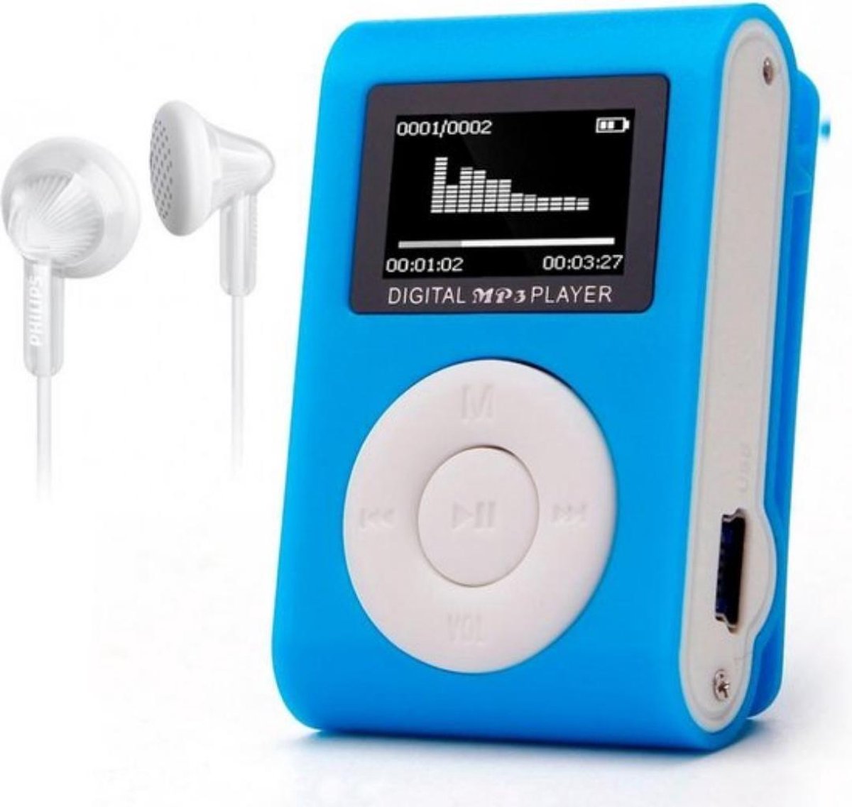 MP3 Speler - MP3 Speler inclusief Oordopjes - MP3 16GB Geheugen - MP3 Speler Blauw