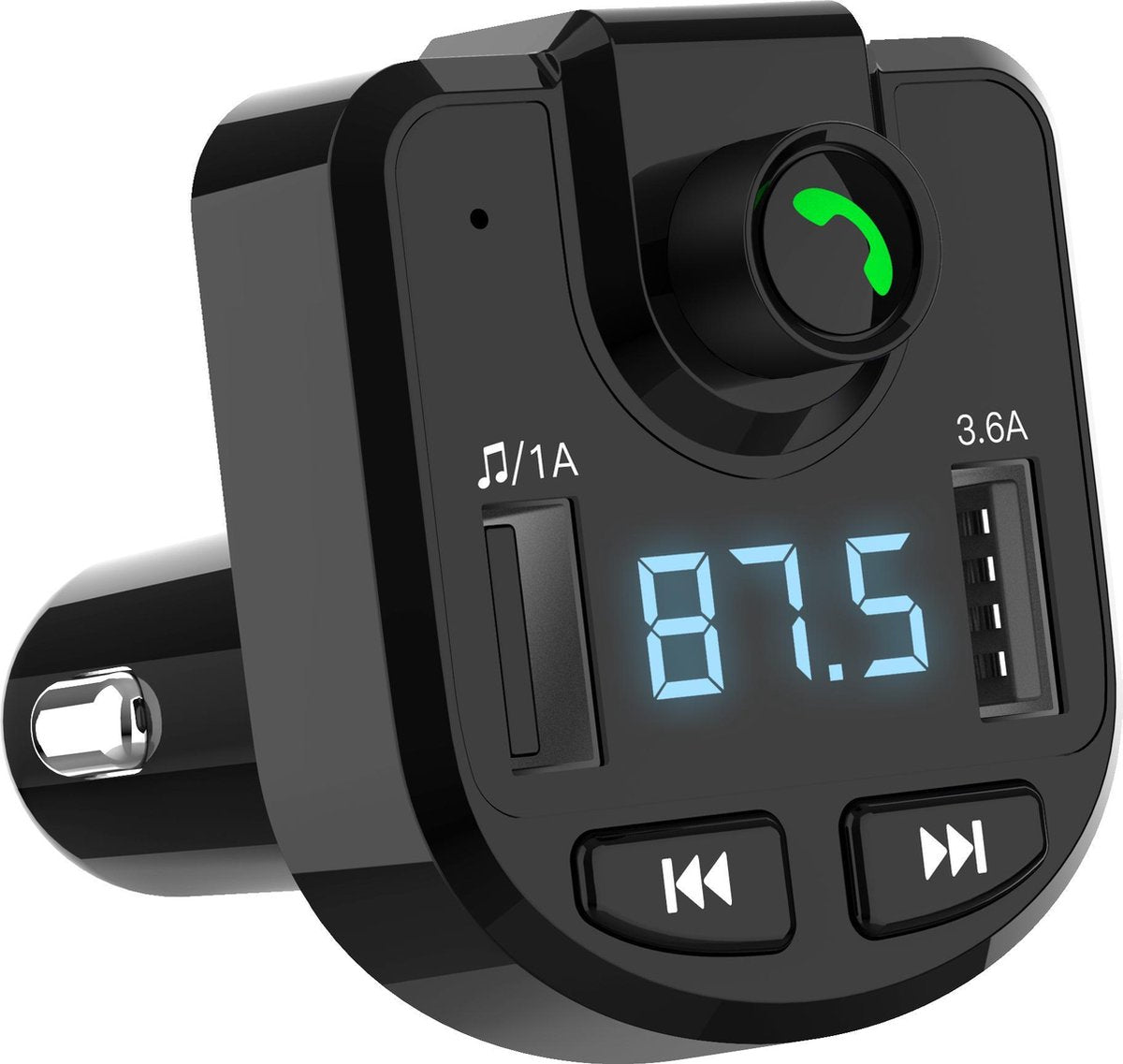 Bluetooth Carkit - FM Transmitter - Handsfree bellen - Bluetooth Radio MP3 Speler - Auto Carkit met 2 Fast Charge USB Poorten - Voice Navigatie - Geschikt voor Smartphone/iPhone/iPad/Samsung/Android